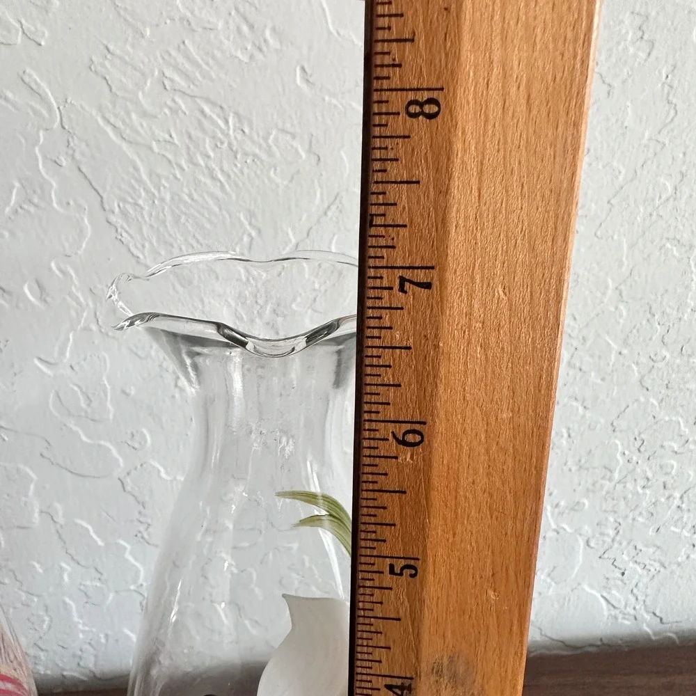 Vintage Vase Set‎ (2) Glass Floral Butterfly Clear Cottagecore Countrycore